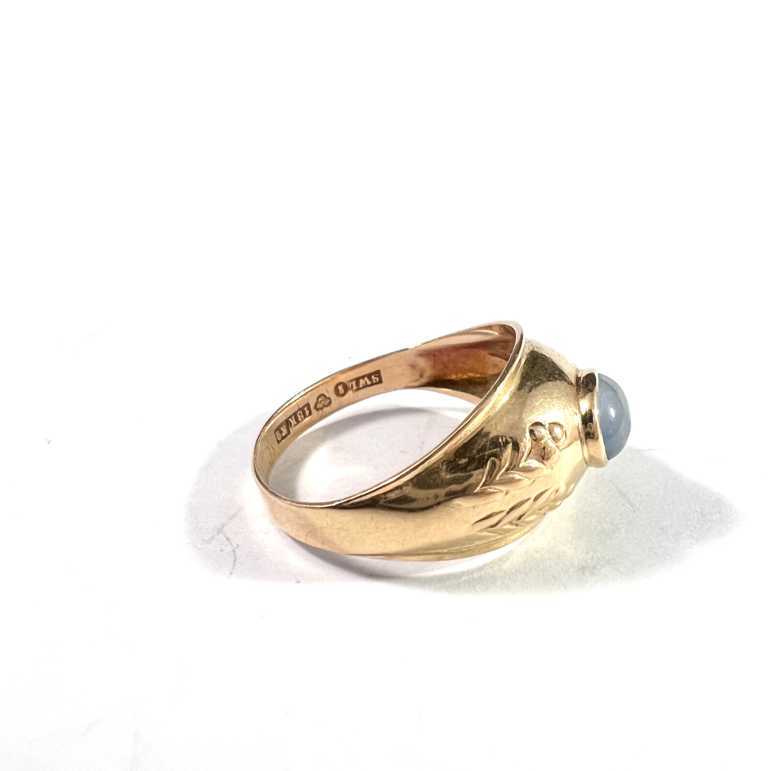 Sigvard Ljungström, Sweden year 1960. Vintage 18k Gold Chalcedony Ring.