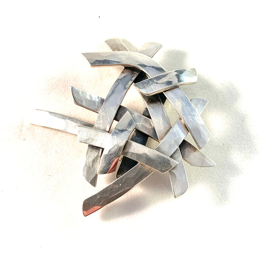 Svedbom, Sweden 1976 Chunky Modernist Solid Silver Brooch.