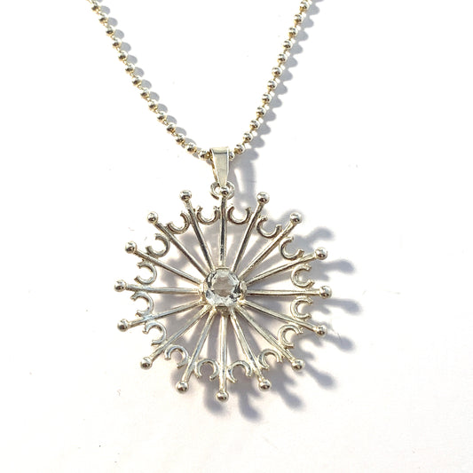 Bengt Hallberg, Sweden. Vintage Sterling Silver Rock Crystal Pendant Necklace.