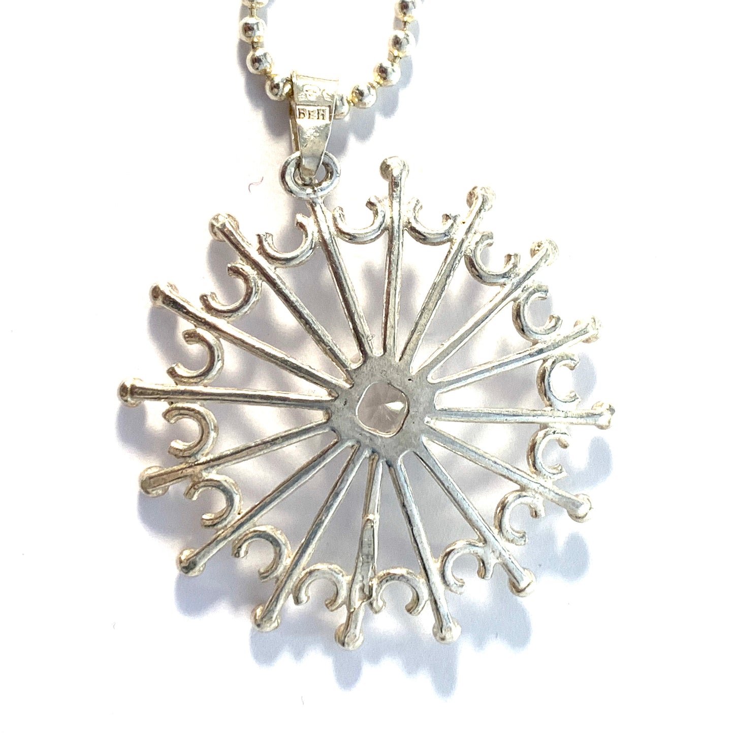Bengt Hallberg, Sweden. Vintage Sterling Silver Rock Crystal Pendant Necklace.