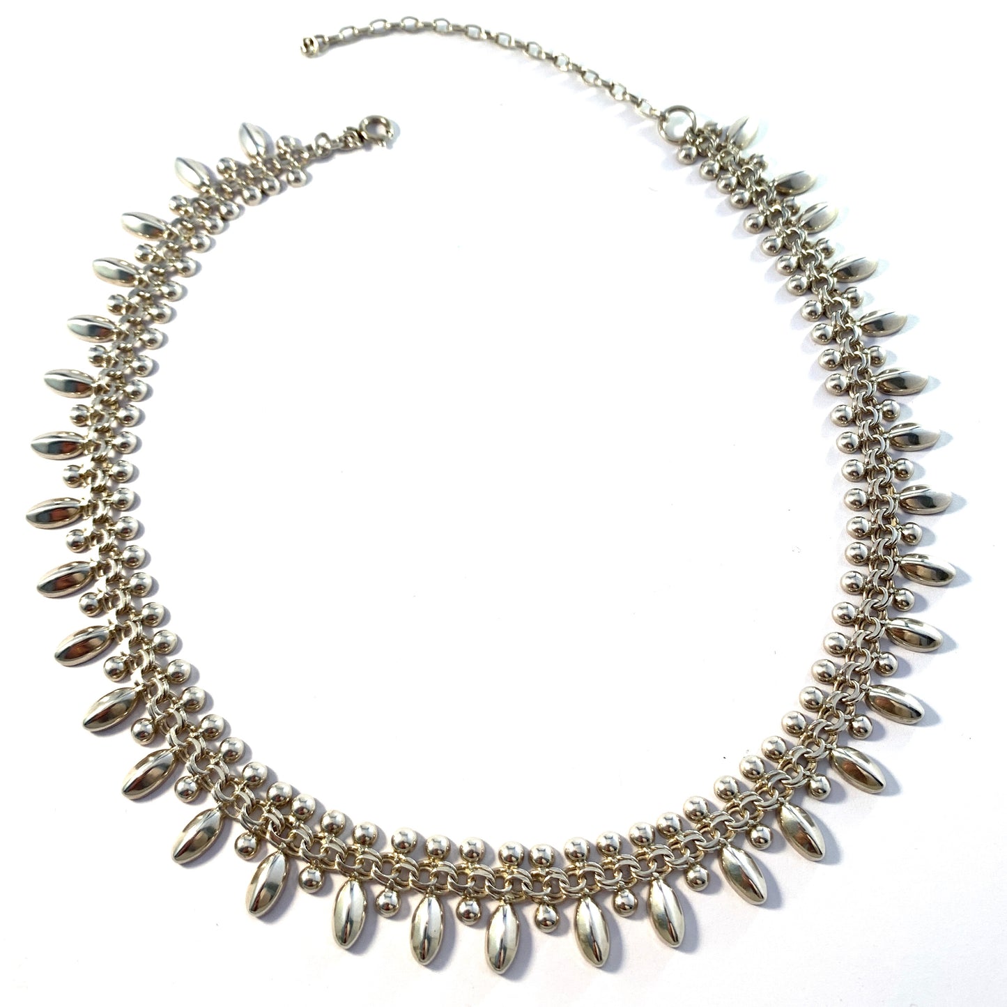 Sweden Mid Century Solid Silver Bismarck Necklace.