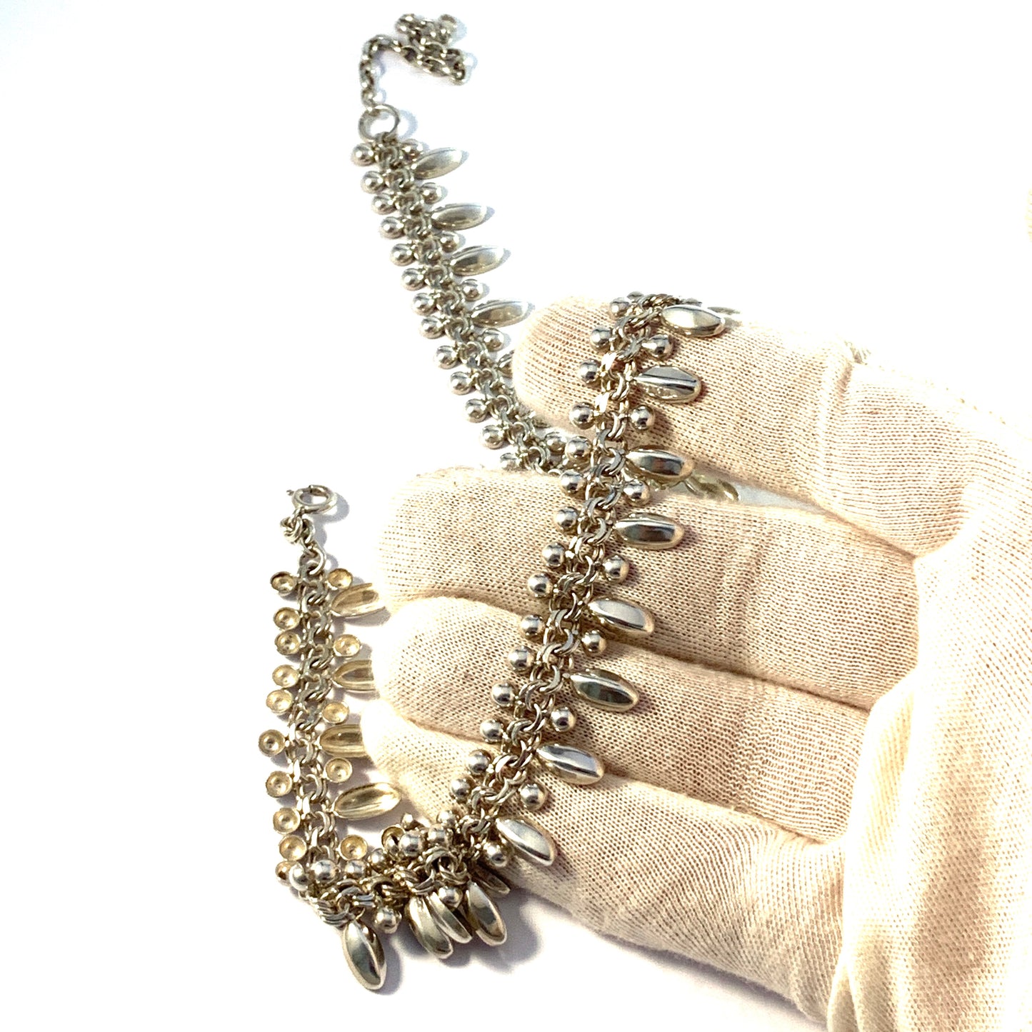 Sweden Mid Century Solid Silver Bismarck Necklace.