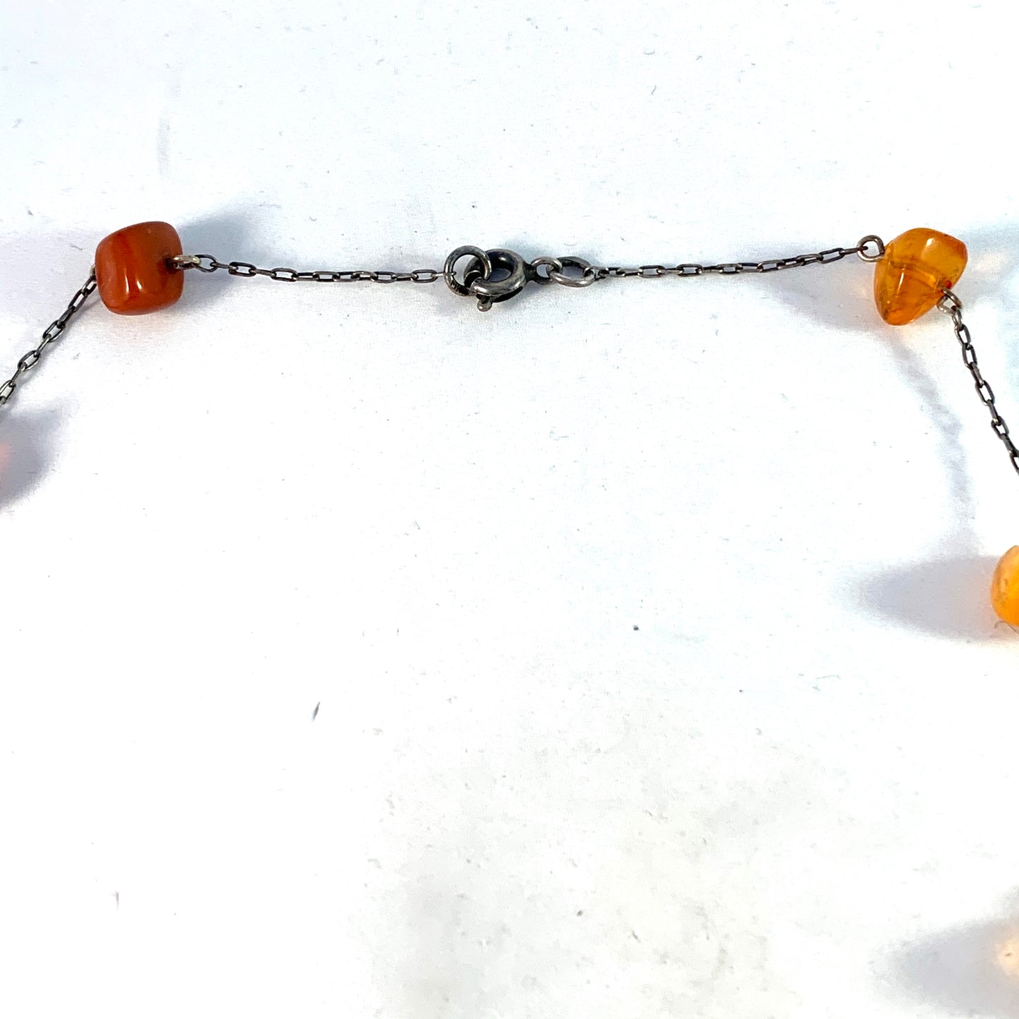 Russia, Soviet Era 1960s Solid 875 Silver Baltic Amber Necklace.