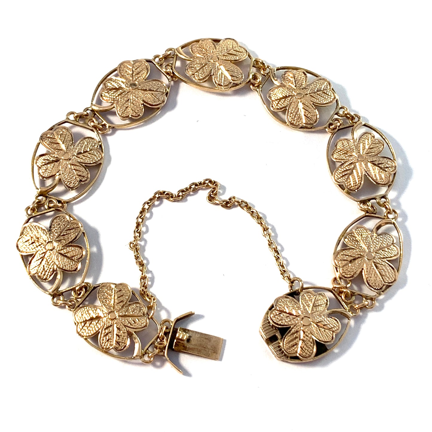 Victorian 18k Gold Four Leaf Clover Bracelet Lucky Bracelet.