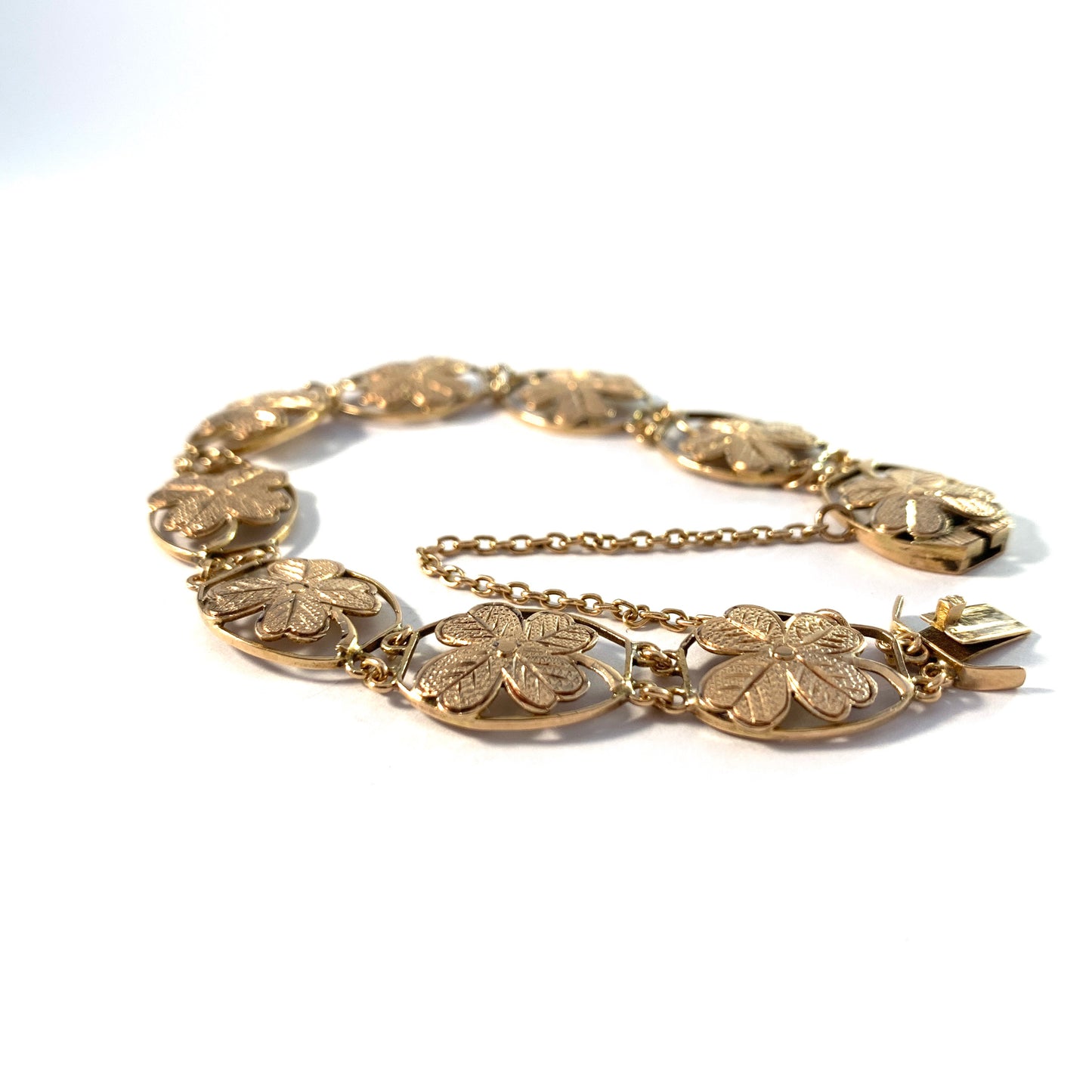 Victorian 18k Gold Four Leaf Clover Bracelet Lucky Bracelet.