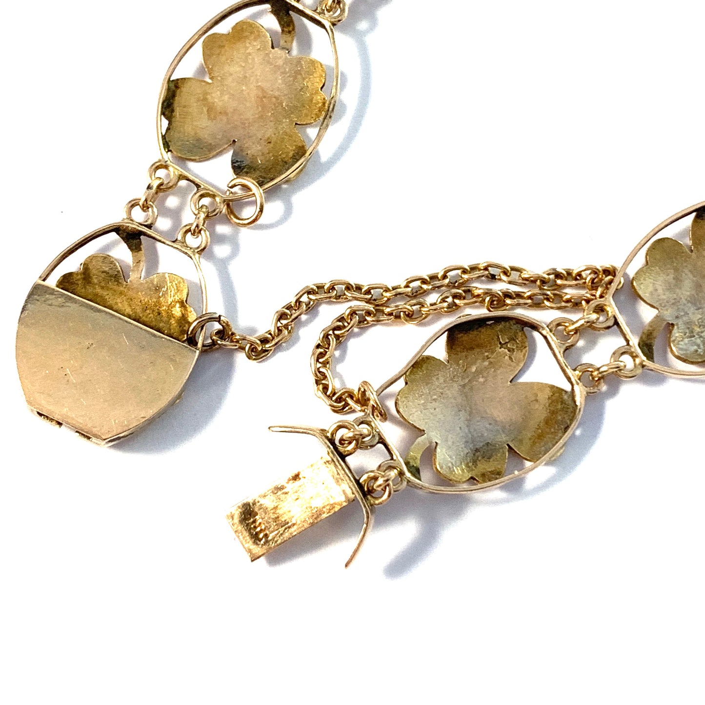 Victorian 18k Gold Four Leaf Clover Bracelet Lucky Bracelet.