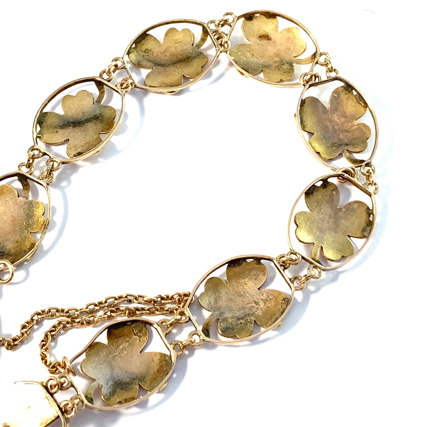 Victorian 18k Gold Four Leaf Clover Bracelet Lucky Bracelet.