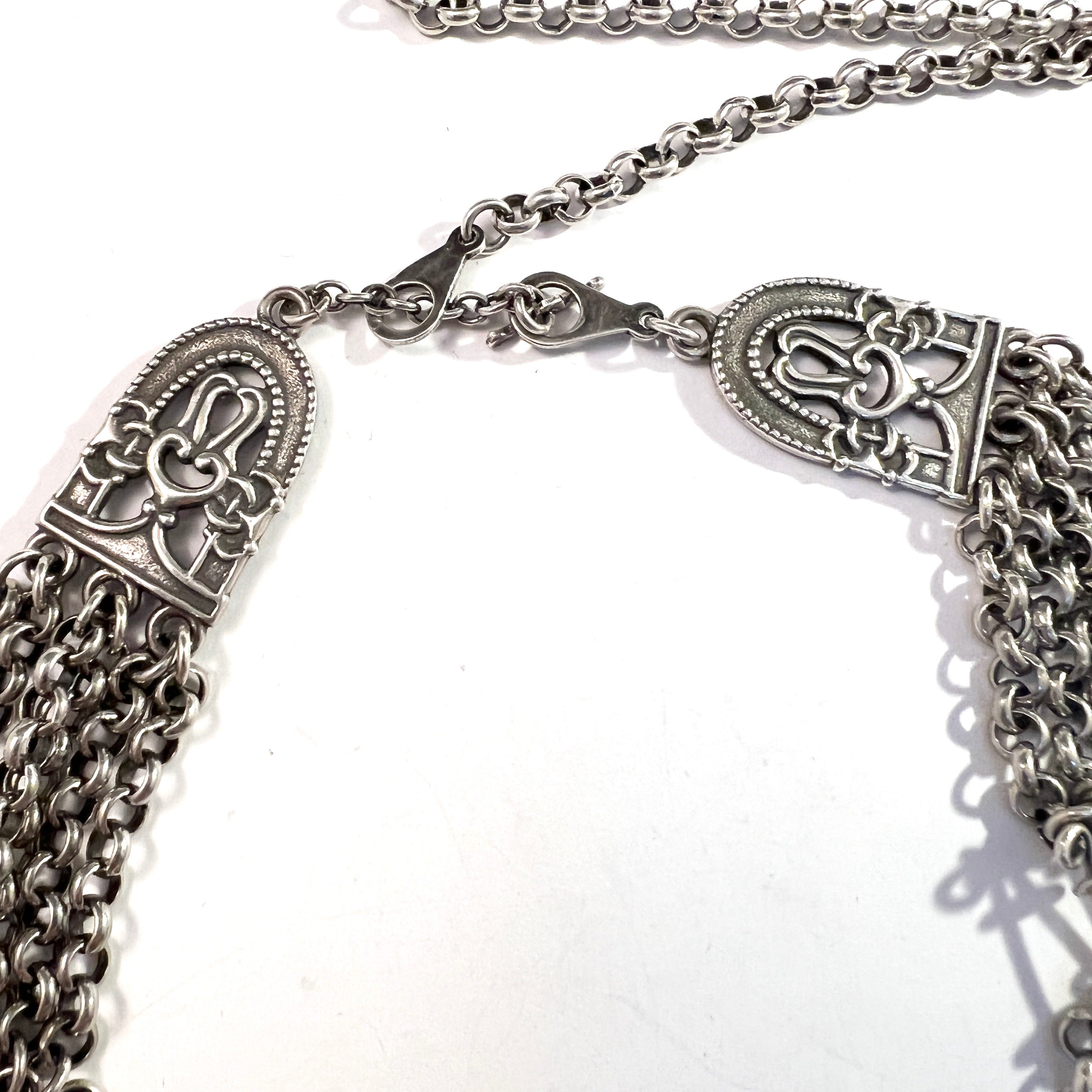 Kalevala Koru, Finland. Vintage Sterling Silver Massive Necklace Design Birds of Paradise.