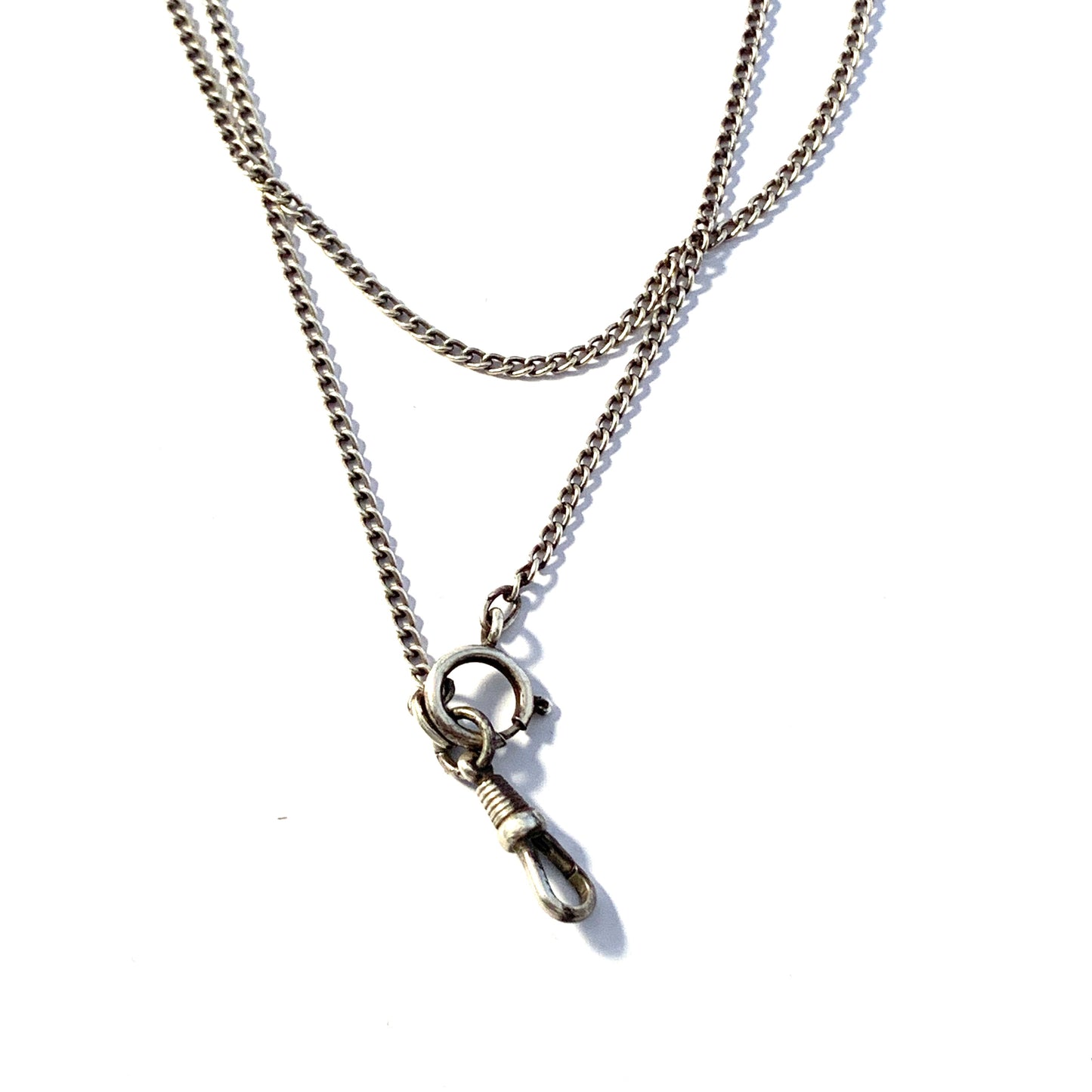 Friedrich Binder, Germany 1910-20s. Antique 835 Silver Long Guard Chain Necklace.