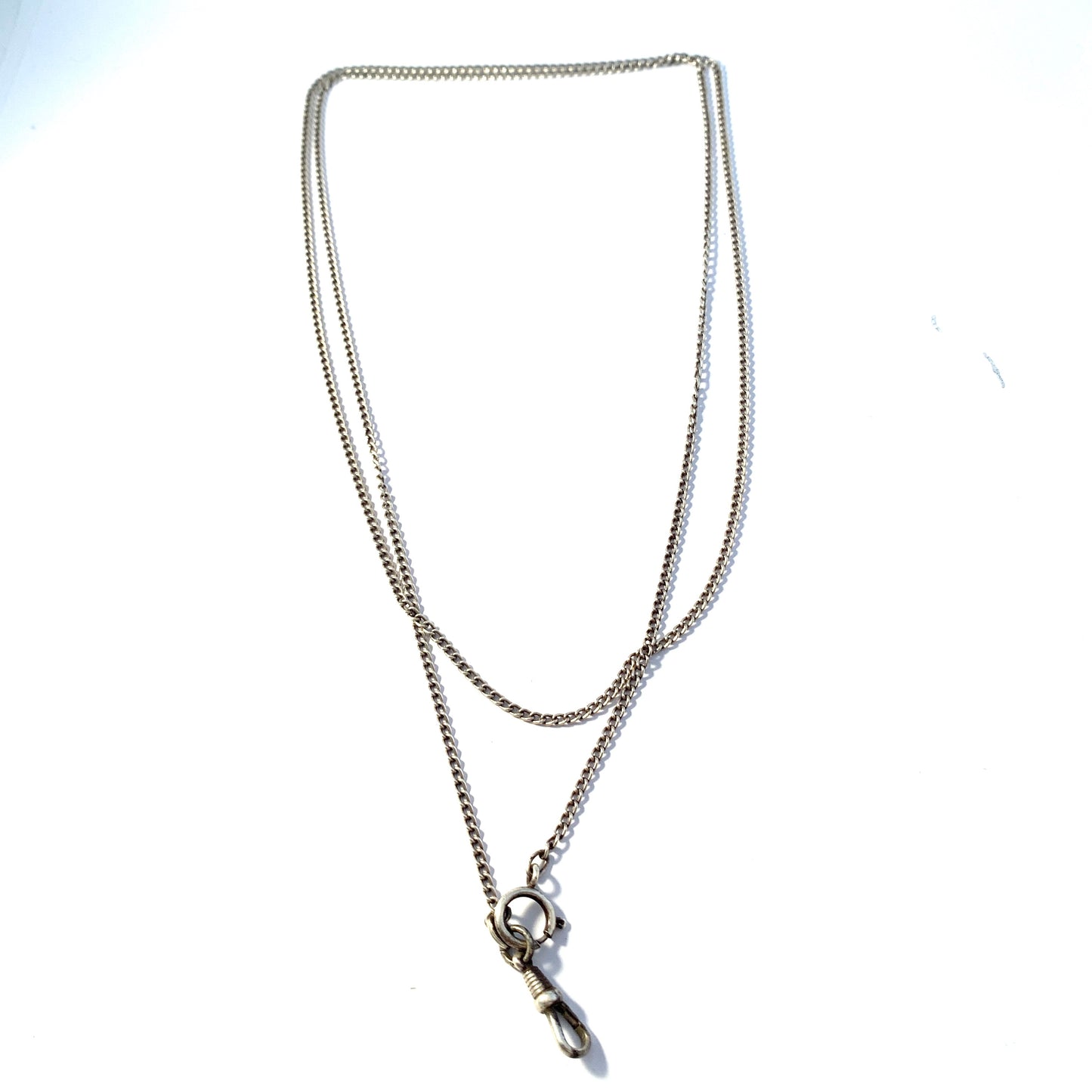 Friedrich Binder, Germany 1910-20s. Antique 835 Silver Long Guard Chain Necklace.