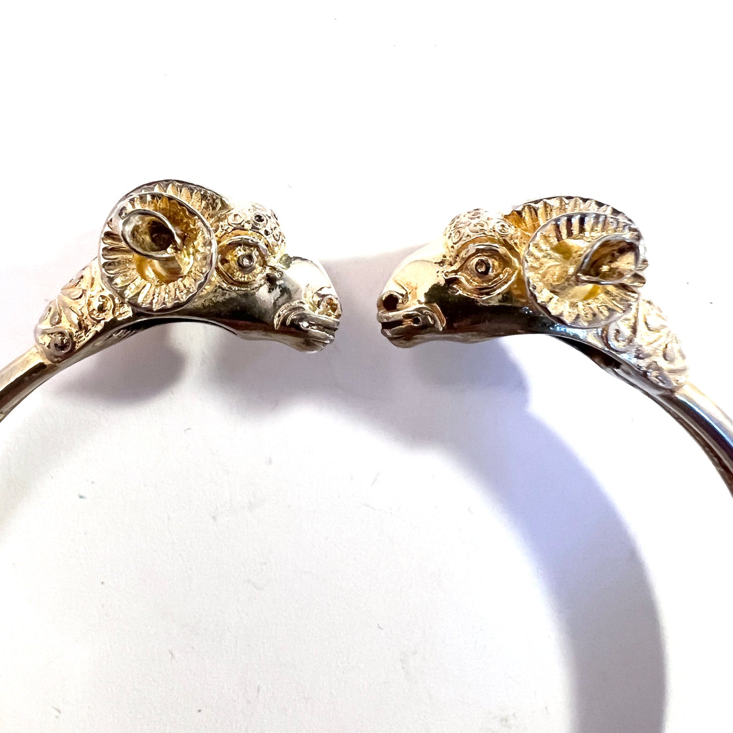 Vintage Sterling Silver Rams Head Cuff Bracelet.