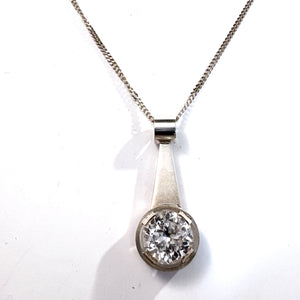 Ceson, Sweden 1968. Vintage Sterling Silver Rock Crystal Pendant Long Chain Necklace.