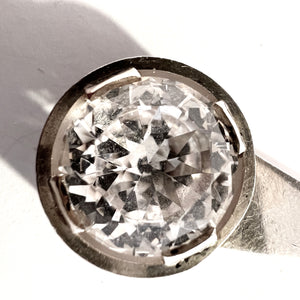 Ceson, Sweden 1968. Vintage Sterling Silver Rock Crystal Pendant Long Chain Necklace.