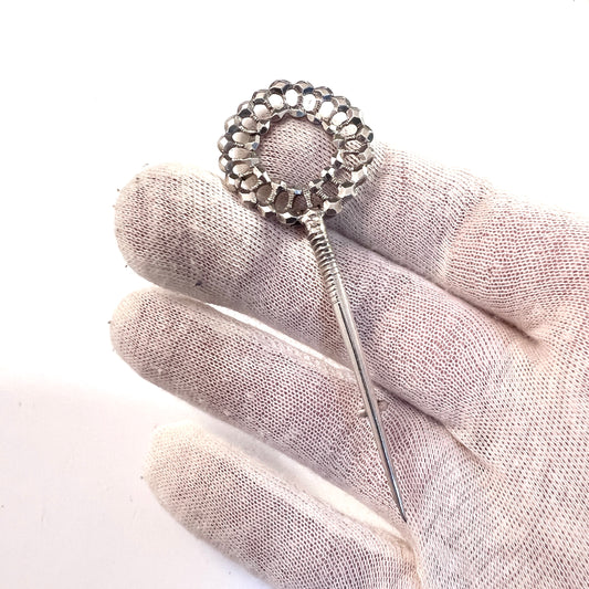 Amsterdam, late 1800s. Large Antique Victorian Solid Silver Pin Brooch.