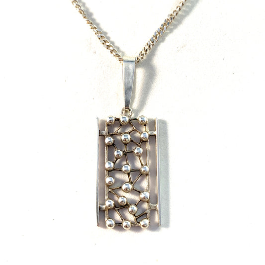 Italy 1970s Modernist Sterling Silver Pendant Necklace.