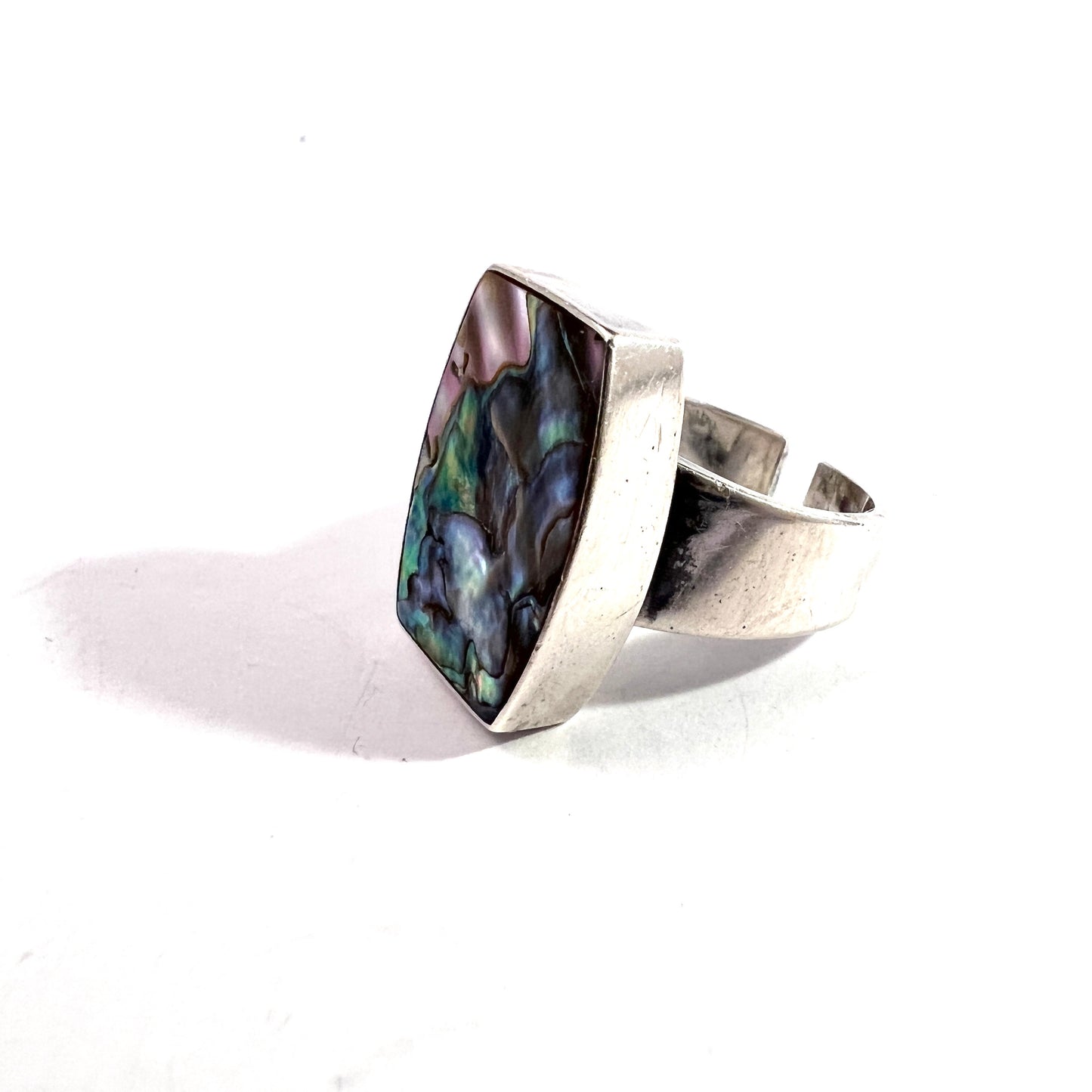 Arne Johansen, Denmark 1960s. Vintage Sterling Silver Abalone Ring.