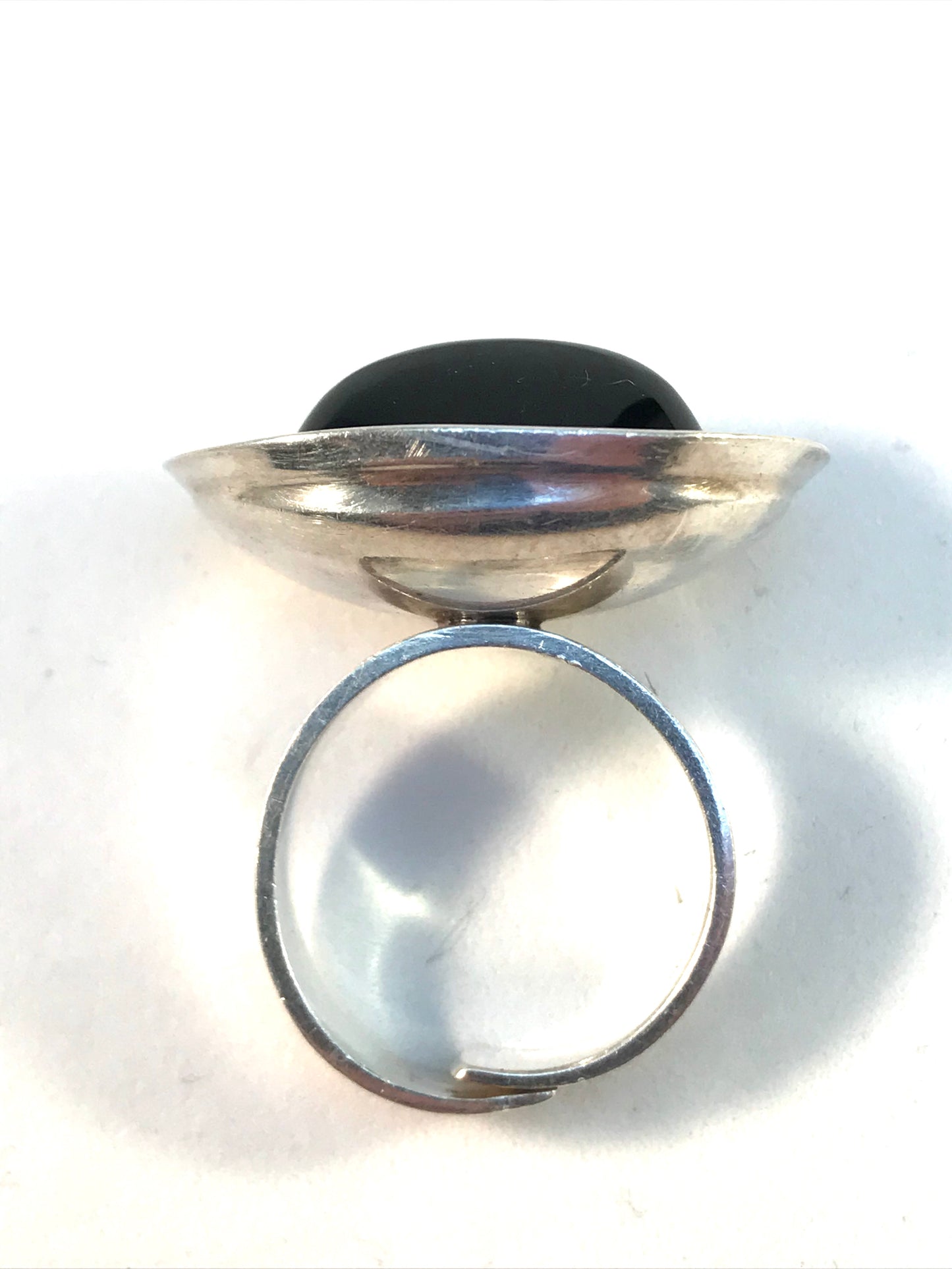 Elis Kauppi, Kupittaan Kulta Finland 1970s Bold Modernist Sterling Silver Onyx Ring.