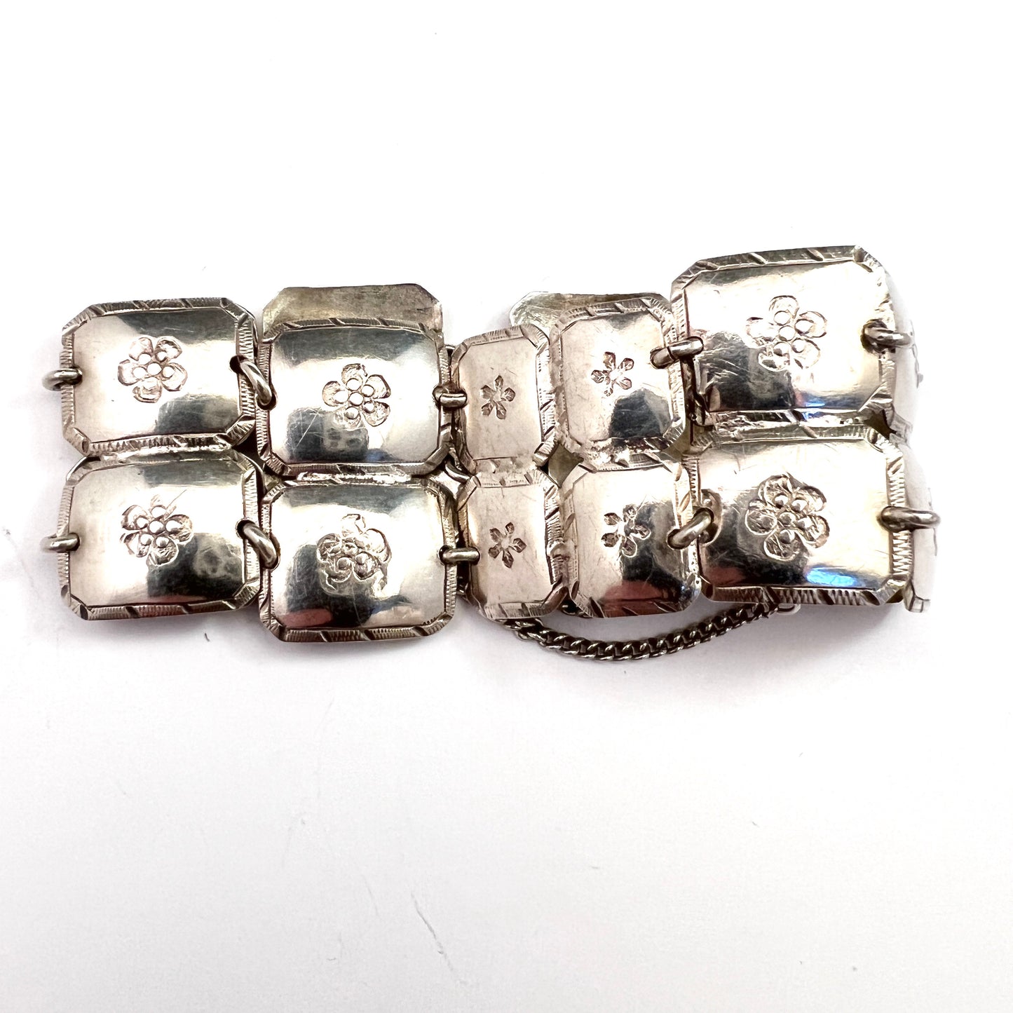 Antique Georgian Silver Buttons Made To A Bracelet early 1900s. Sweden.
