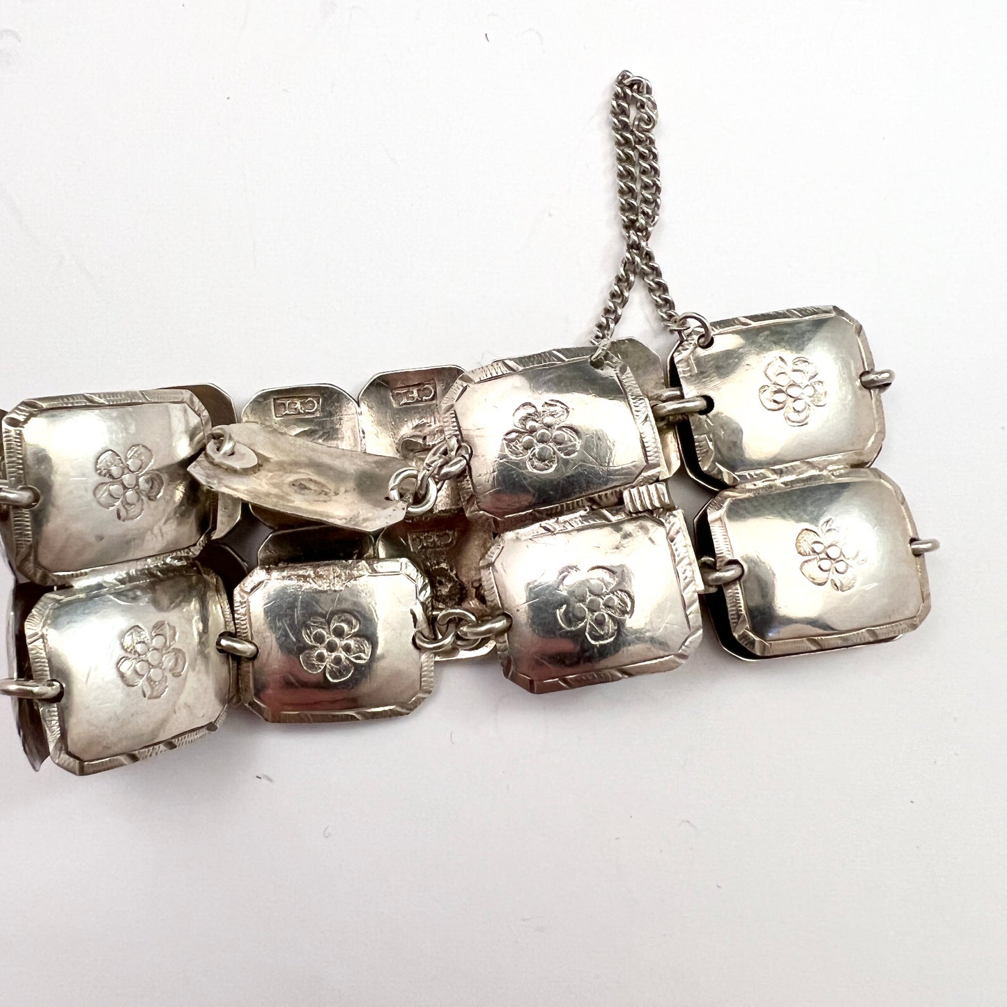Antique Georgian Silver Buttons Made To A Bracelet early 1900s. Sweden.