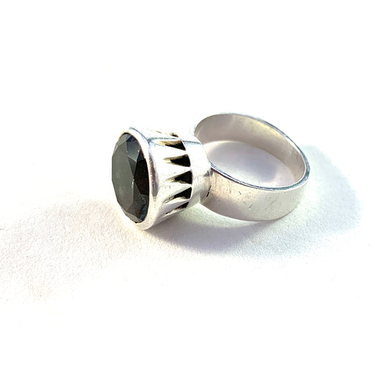 Bengt Hallberg, Sweden 1968 Sterling Silver Darke Forest Green Hardstone Ring.