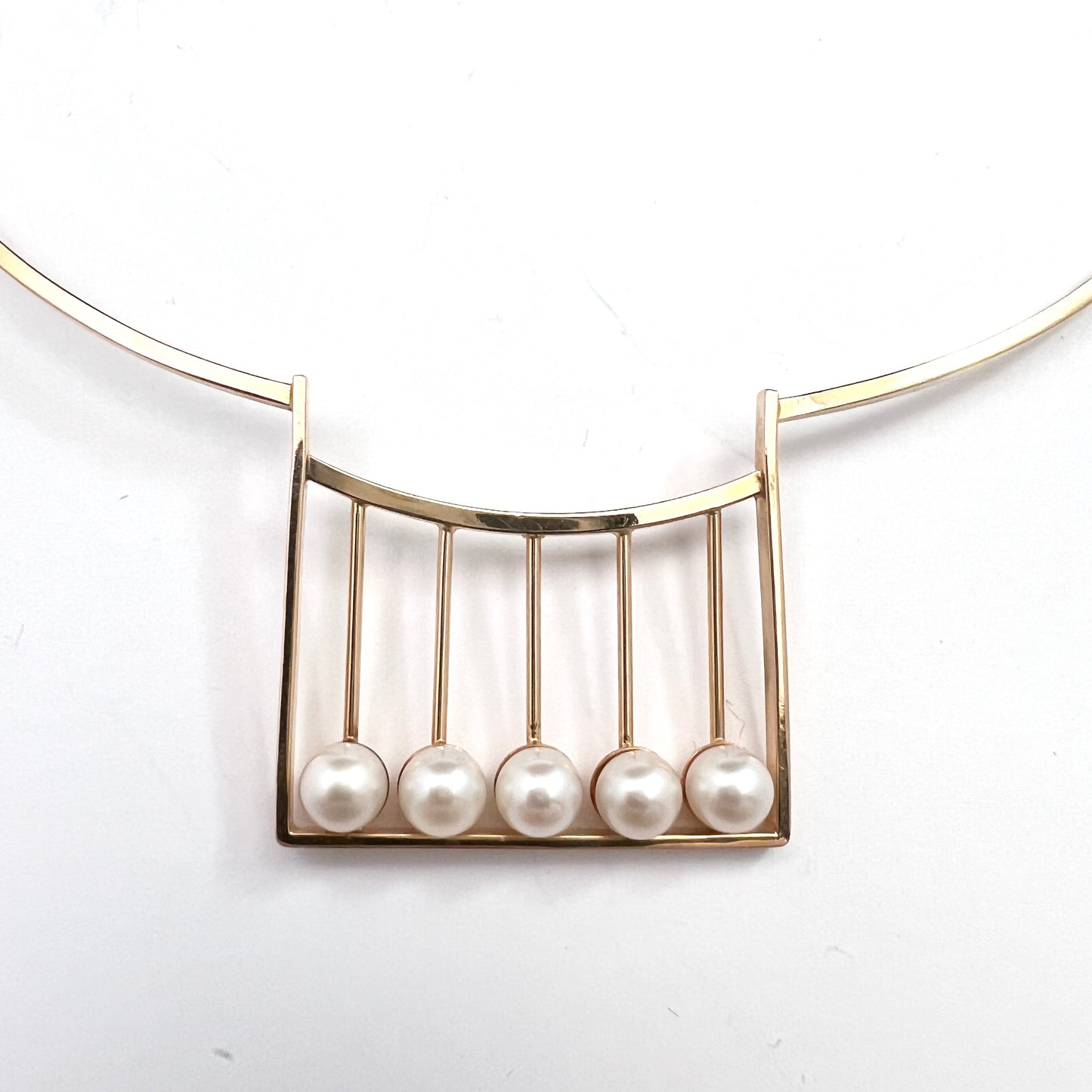 ALTON, Sweden 1968. Vintage 18k Gold Pearl Modernist Necklace.