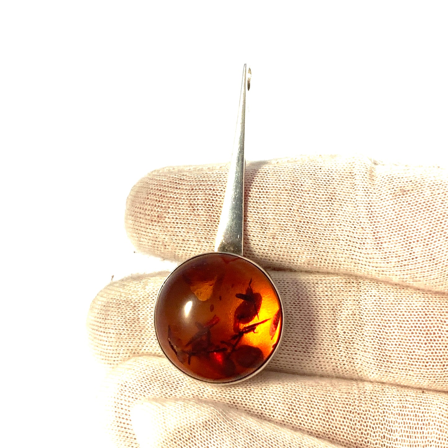 Einer Fehrn, Denmark 1974. Sterling Silver Amber Pendant.