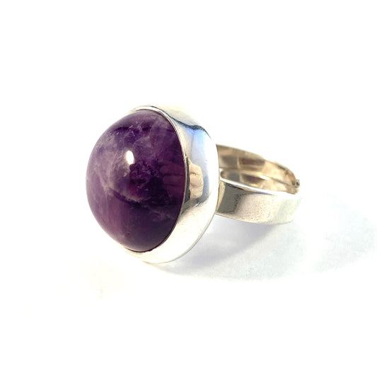 Bengt Hallberg, Sweden 1974. Bold Sterling Silver Amethyst Ring.